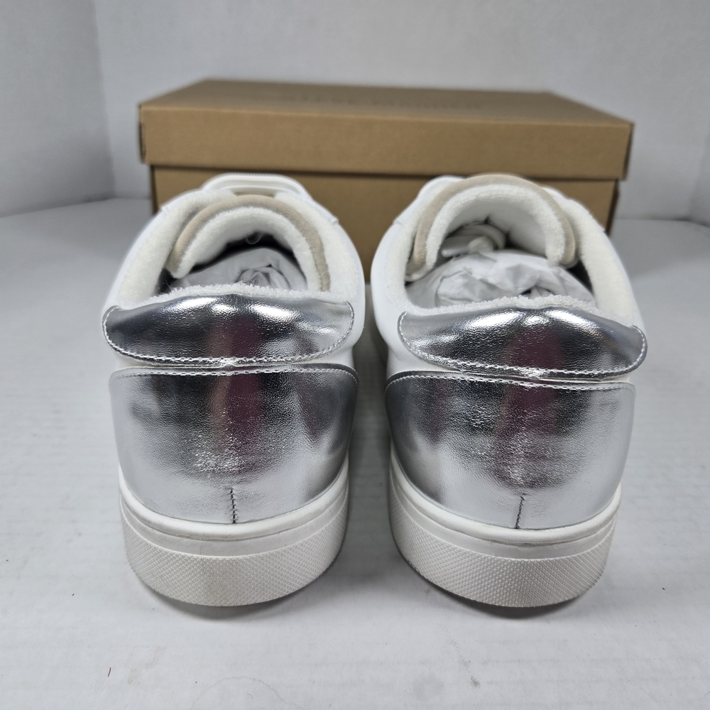 Steve Madden Rezume White and Silver Star Sneakers with Suede  Size Women's 10 - Picture 5 of 11